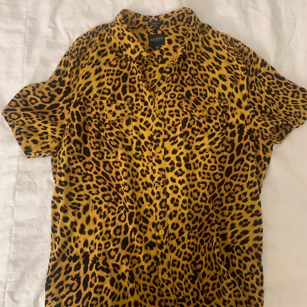 GUESS leopard print button down shirt